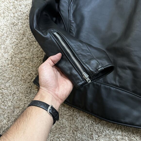 Vintage Schott Perfecto Black Leather Motorcycle Jacket Made In USA Size 42 Long - Picture 9 of 16